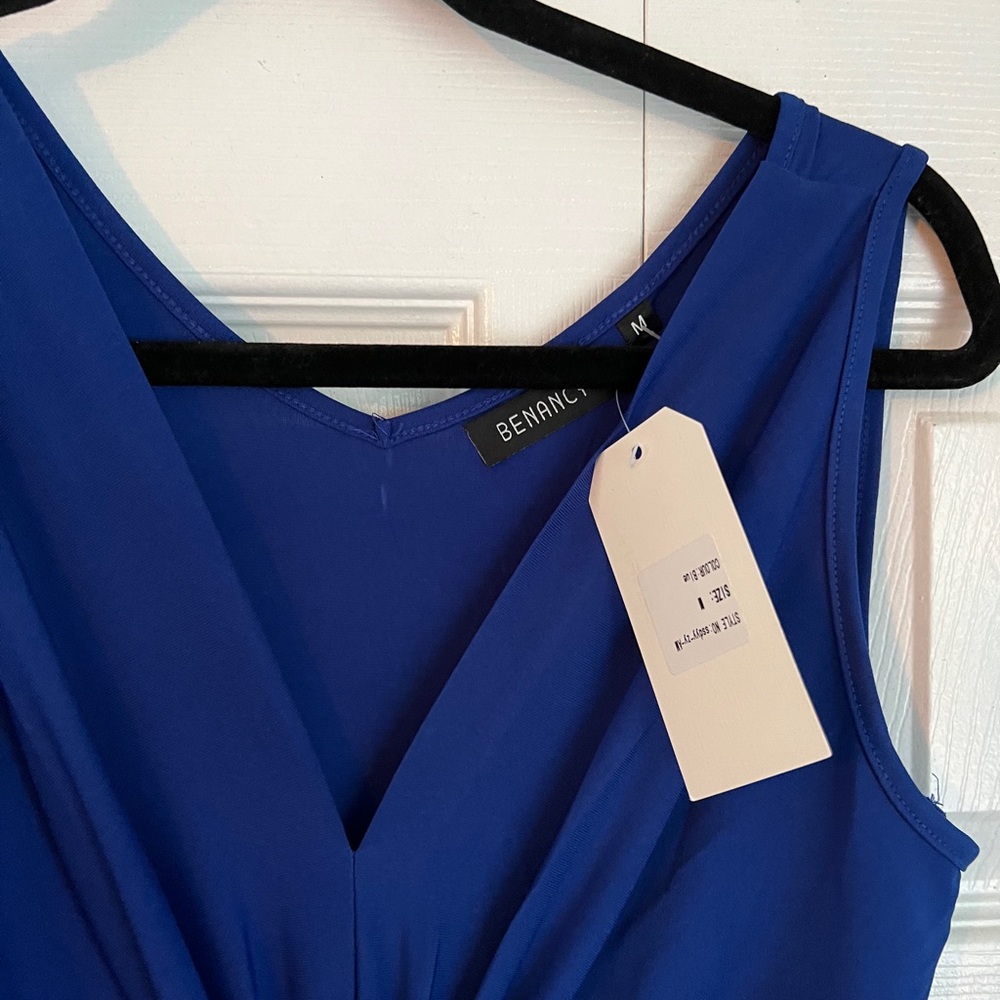 Twist, knot front cobalt blue maxi dress